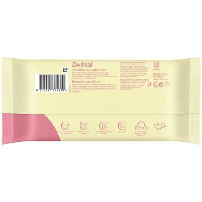 Zwitsal - Billendoekjes Sensitive - Alcoholvrij - 1368 Babydoekjes - 24 x 57 - Voordeelbox