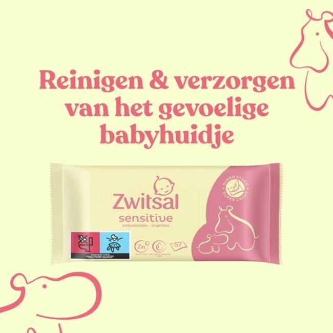 Zwitsal - Billendoekjes Sensitive - Alcoholvrij - 1368 Babydoekjes - 24 x 57 - Voordeelbox