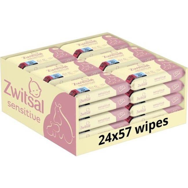 Zwitsal Zwitsal - Billendoekjes Sensitive - Alcoholvrij - 1368 Babydoekjes - 24 x 57 - Voordeelbox