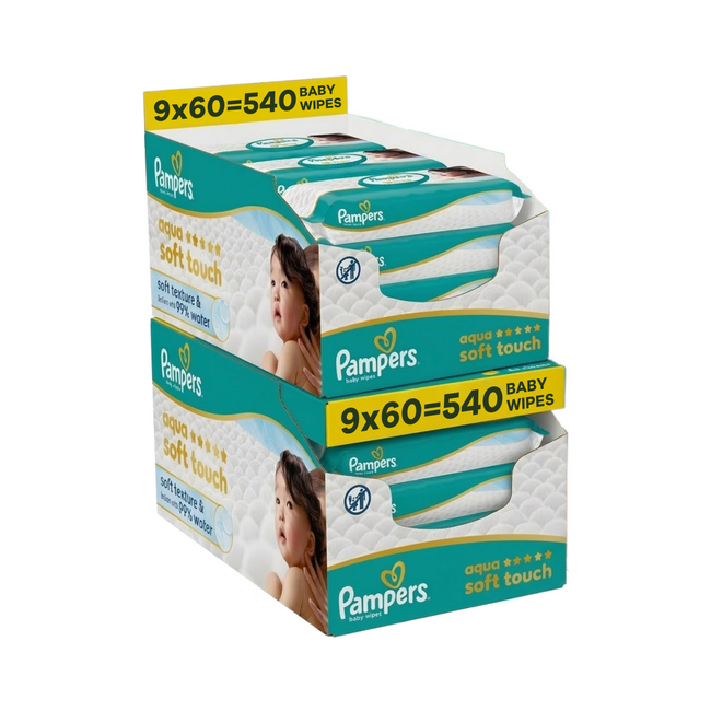Pampers - Aqua Soft Touch Babydoekjes - 18 x 60 = 1080 Billendoekjes - Volume Deal