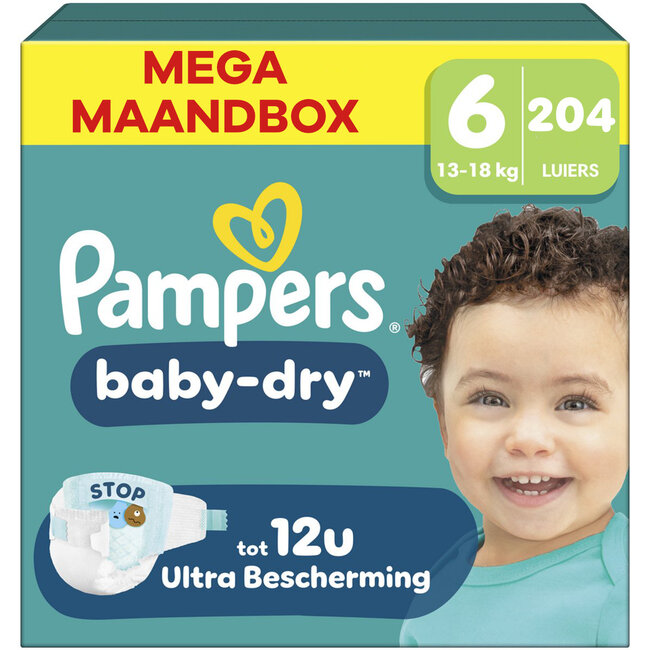 Pampers - Baby Dry - Maat 6 - Mega Maandbox - 204 stuks - 13/18KG