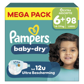 Pampers Pampers - Baby Dry - Maat 6+ - Mega Pack - 98 stuks - 14/19KG