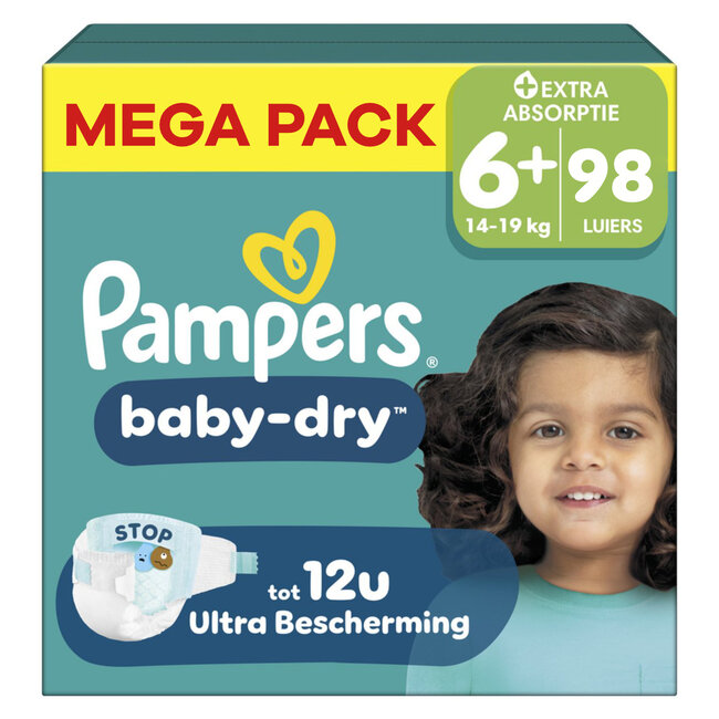 Pampers - Baby Dry - Maat 6+ - Mega Pack - 98 stuks - 14/19KG