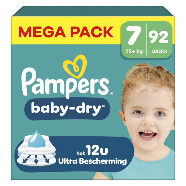Pampers - Baby Dry - Maat 7 - Mega Pack - 92 stuks - 15+KG