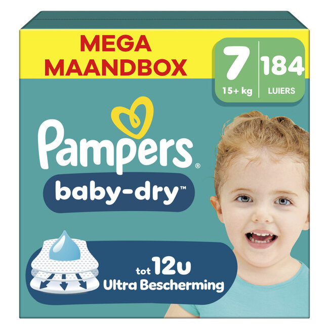 Pampers Pampers - Baby Dry - Maat 7 - Mega Maandbox - 184 stuks - 15+KG