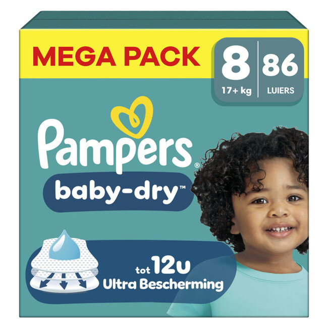 Pampers - Baby Dry - Maat 8 - Mega Pack - 86 stuks - 17+KG
