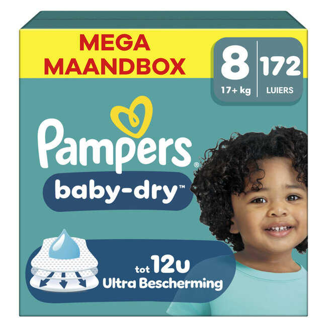 Pampers Pampers - Baby Dry - Maat 8 - Mega Maandbox - 172 stuks - 17+KG