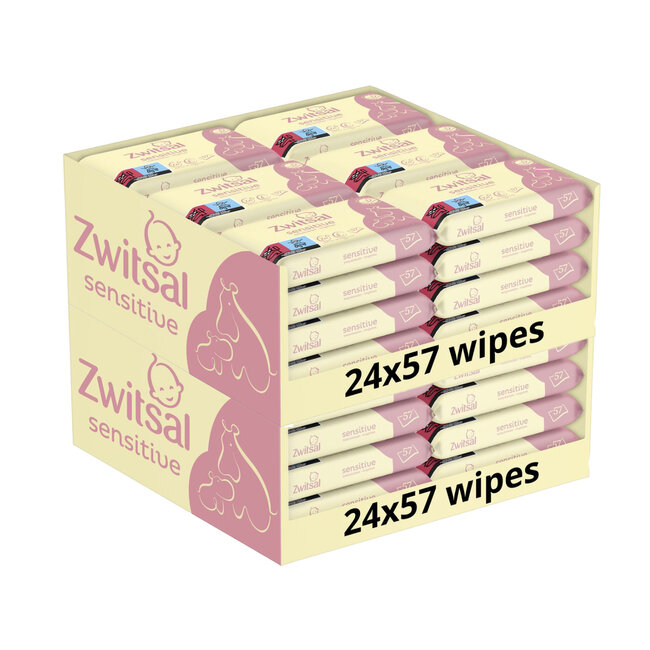Zwitsal Zwitsal - Billendoekjes Sensitive - Alcoholvrij - 2736 Babydoekjes - 48 x 57 - Mega Voordeelbox