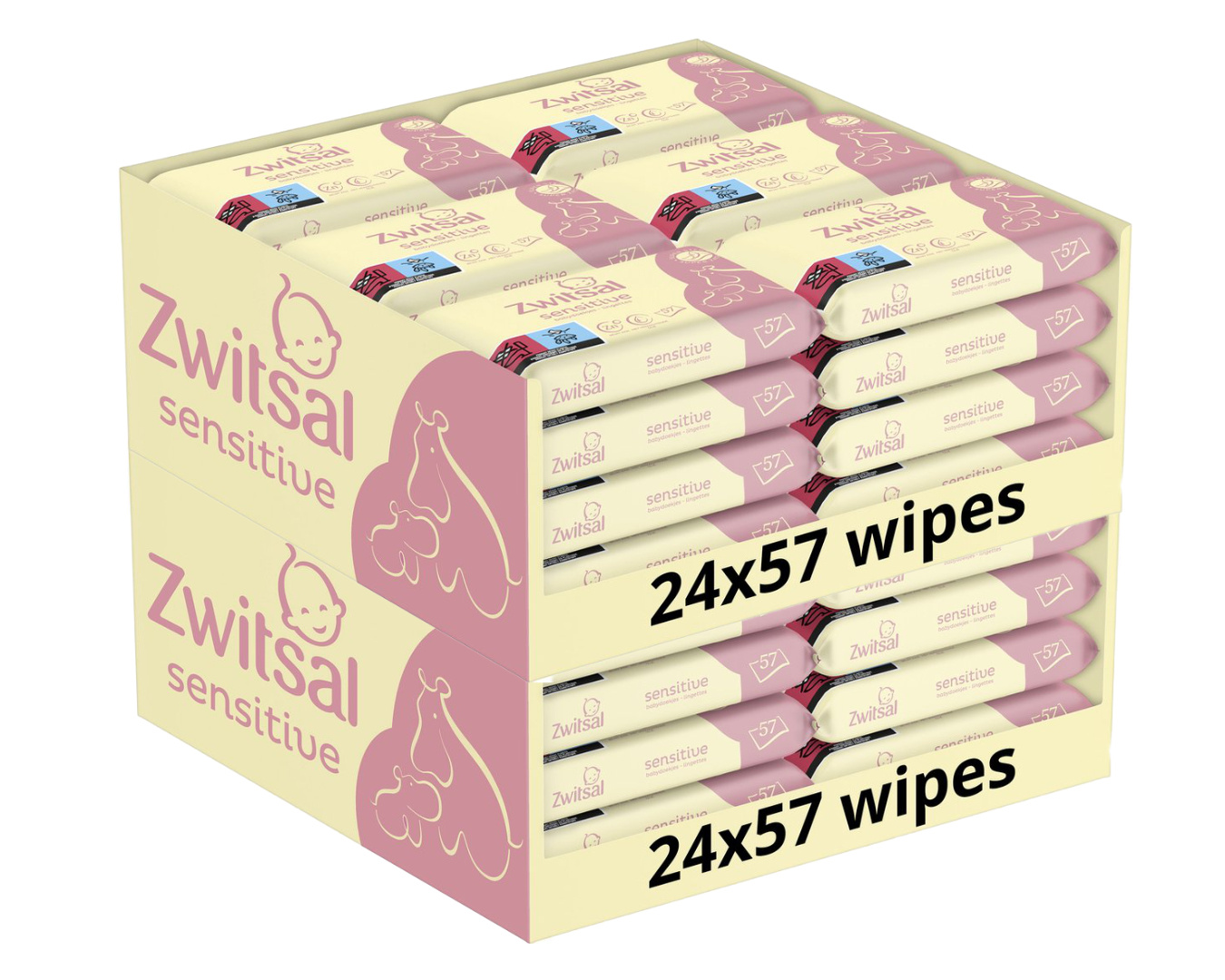 Zwitsal  Billendoekjes Sensitive - Alcoholvrij - 2736 Babydoekjes - 48 x 57 - Mega Voordeelbox