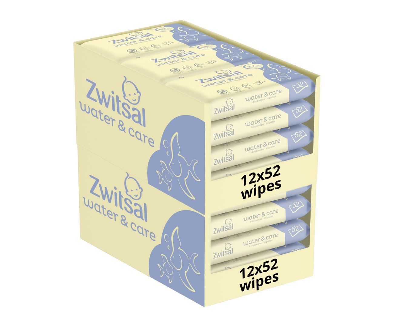 Zwitsal  Billendoekjes- Water & Care met geur - 1248 babydoekjes - 24 x 52 stuks