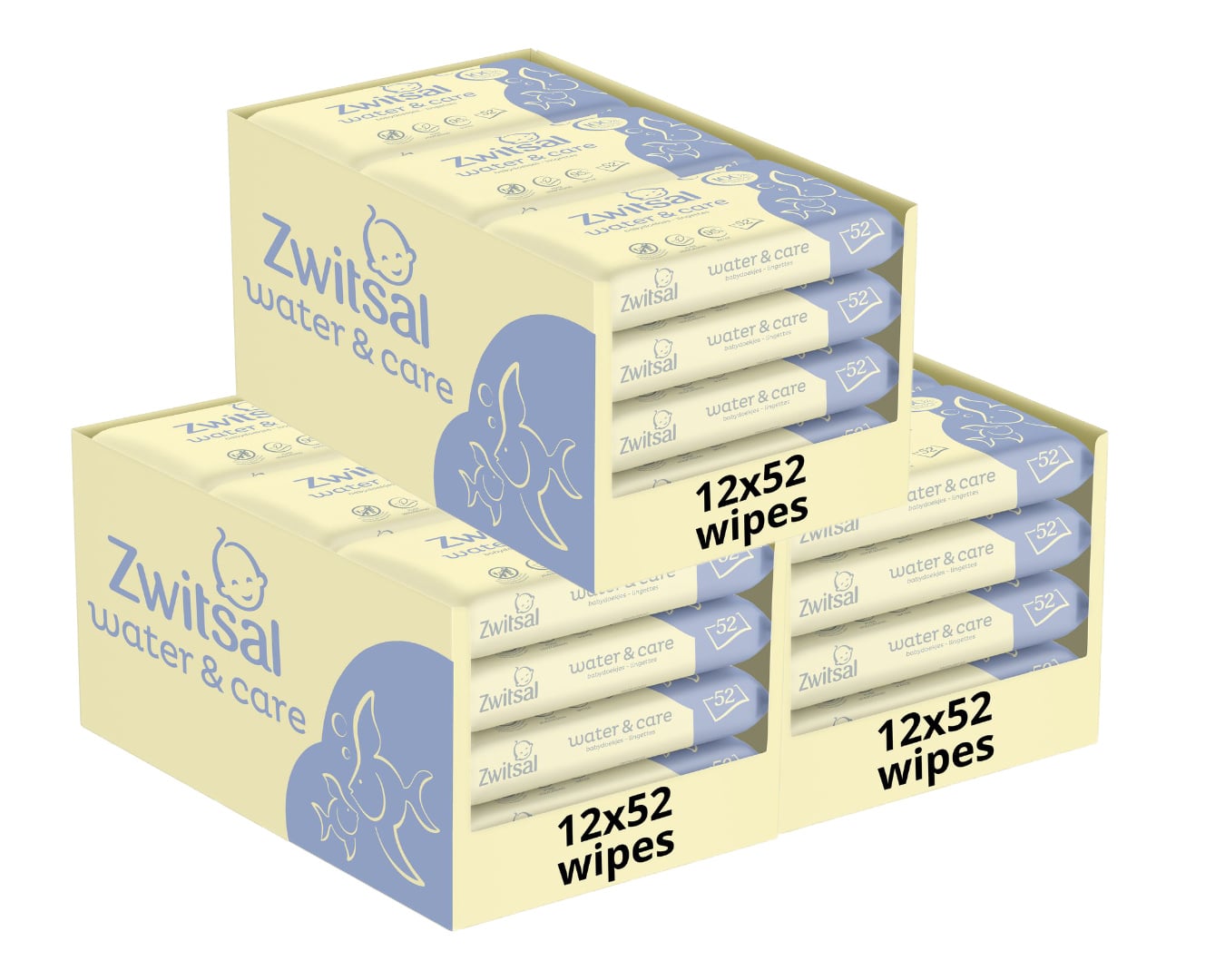 Zwitsal  Billendoekjes- Water & Care met geur - 1872 babydoekjes - 36 x 52 stuks