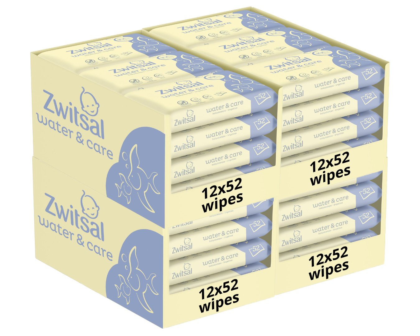 Zwitsal  Billendoekjes- Water & Care met geur - 2496 babydoekjes - 48 x 52 stuks