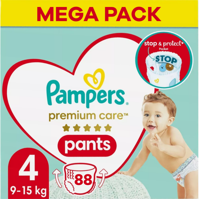 Pampers - Premium Protection Pants - Maat 4 - Mega Pack - 88 stuks - 9/14 KG
