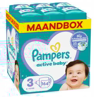 Pampers Pampers - Active Baby Dry - Maat 3 - Maandbox - 164 stuks - 6/10KG