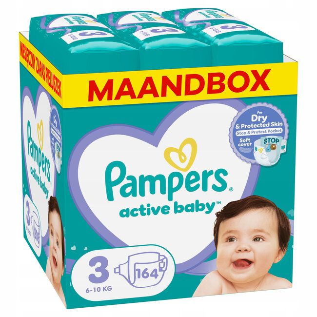 Pampers Pampers - Active Baby Dry - Maat 3 - Maandbox - 164 stuks - 6/10KG