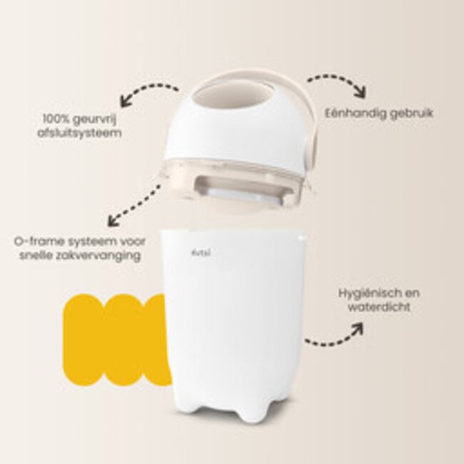 Dutsi - Design Luieremmer – Tweede Kansje – 100% Geurvrij & Universeel – Ruimte voor 20 luiers - Beige