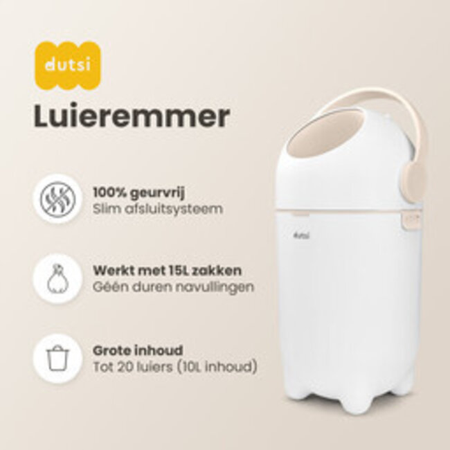 Dutsi - Design Luieremmer – Tweede Kansje – 100% Geurvrij & Universeel – Ruimte voor 20 luiers - Beige
