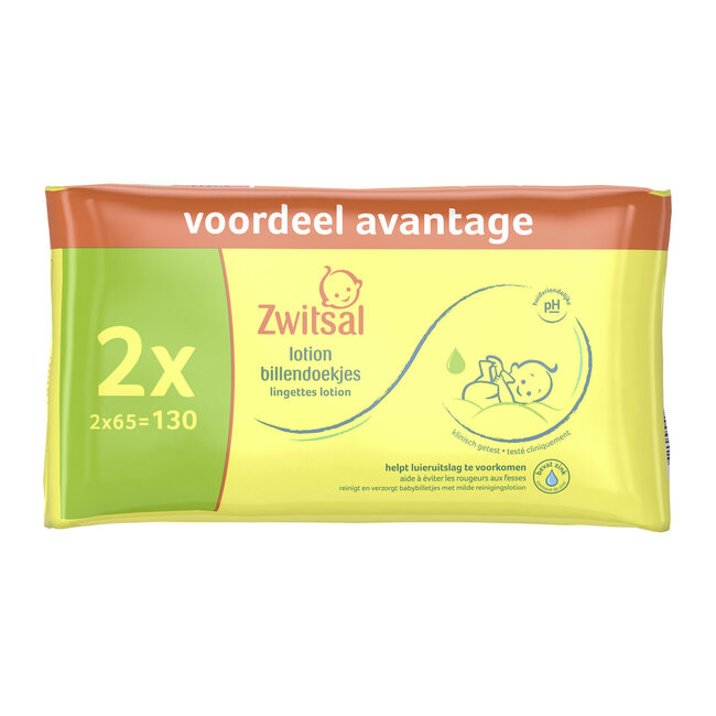 Zwitsal Zwitsal – Lotion Billendoekjes – 2 x 65 stuks