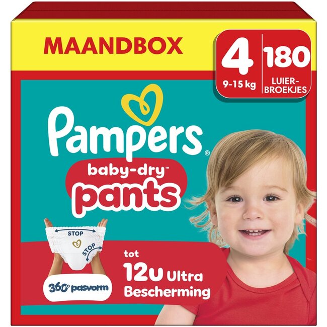 Pampers - Baby Dry Pants - Maat 4 - Maandbox - 180 stuks - 9/15 KG