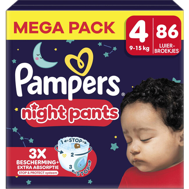 Pampers Pampers - Baby Dry Night Pants - Maat 4 - Mega Pack - 86 stuks - 9/15 KG