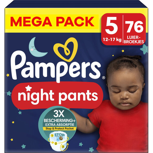 Pampers - Baby Dry Night Pants - Maat 5 - Megapack - 76 stuks - 12/17KG