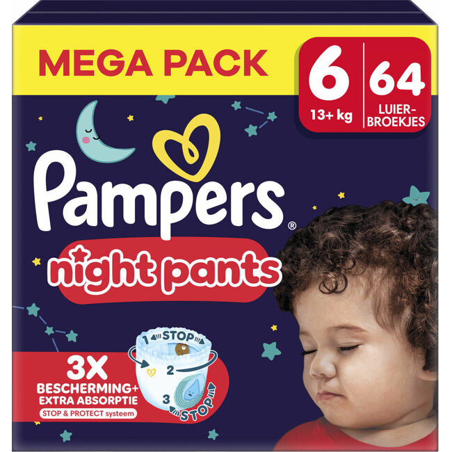 Pampers - Baby Dry Night Pants - Maat 6 - Mega Pack - 64 luierbroekjes