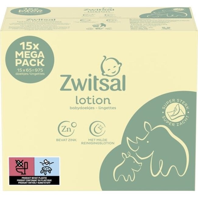 Zwitsal - Billendoekjes - Lotion - 975 babydoekjes - 15 x 65 stuks