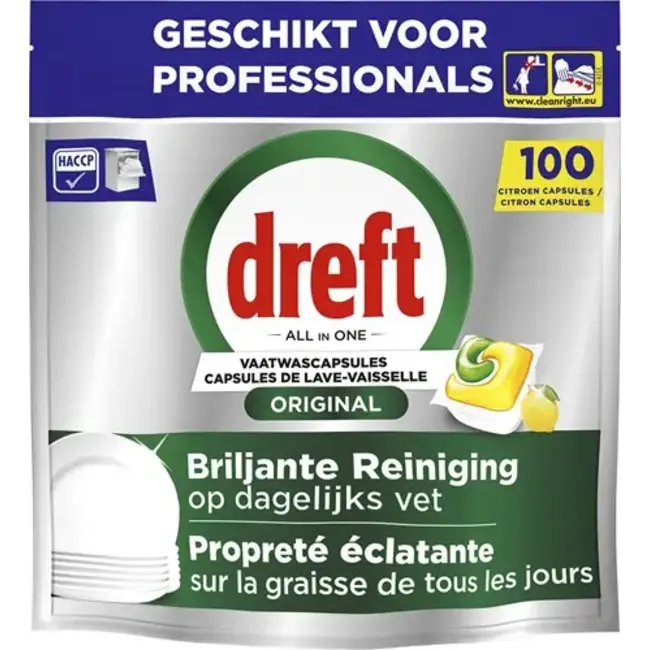 Dreft - Original - All in One - Vaatwastabletten - Citroen - 100 stuks