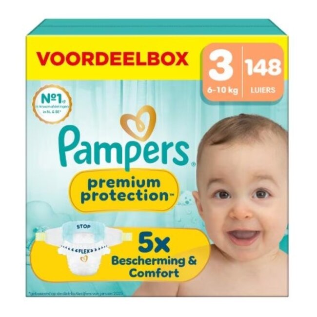 Pampers - Premium Protection - Maat 3 - Maandbox - 148 luiers - 6/10 KG