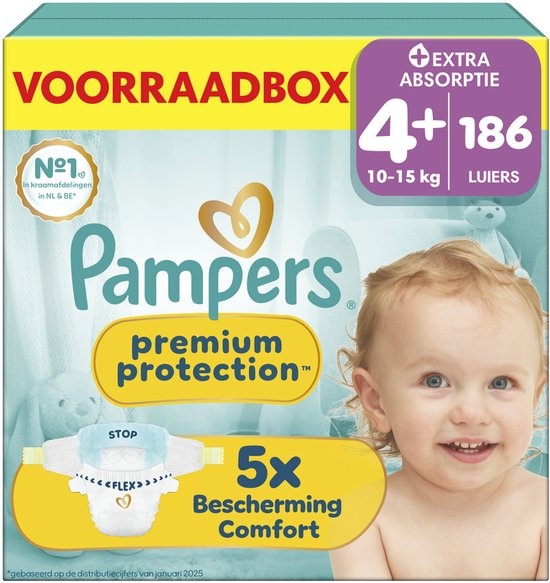 Pampers  Premium Protection - Maat 4+ - Maandbox - 186 luiers - 10/15 KG
