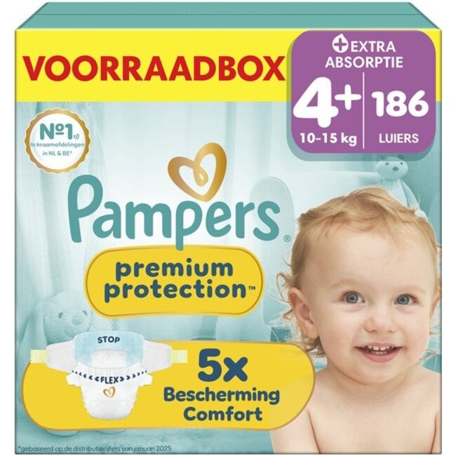 Pampers Pampers - Premium Protection - Maat 4+ - Maandbox - 186 luiers - 10/15 KG