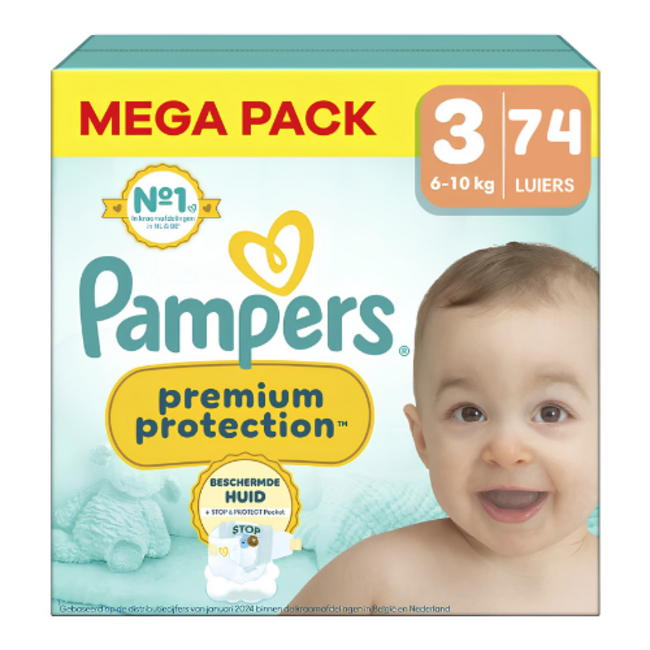 Pampers Pampers - Premium Protection - Maat 3 - Mega Pack - 74 luiers - 6/10 KG