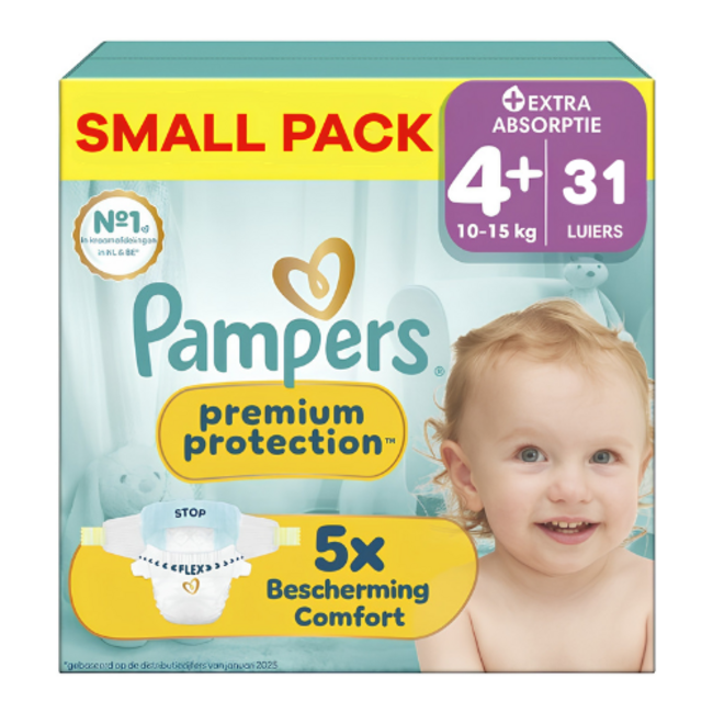 Pampers Pampers - Premium Protection - Maat 4+ - Small Pack - 31 luiers - 10/15 KG