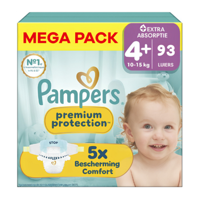 Pampers Pampers - Premium Protection - Maat 4+ - Mega Pack - 93 luiers - 10/15 KG