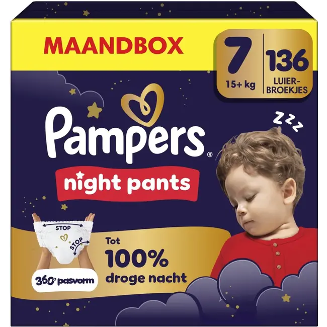 Pampers Pampers - Night Pants - Maat 7 - Maandbox - 136 luierbroekjes