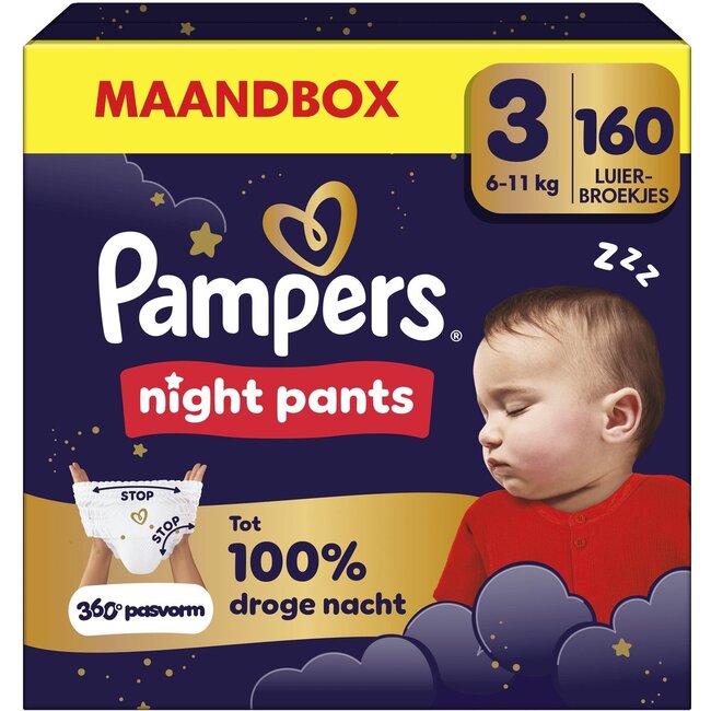 Pampers - Night Pants - Maat 3 - Maandbox - 160 luierbroekjes