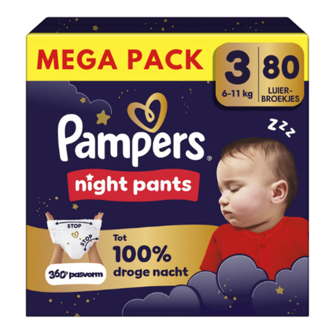 Pampers - Night Pants - Maat 3 - Mega Pack - 80 luierbroekjes