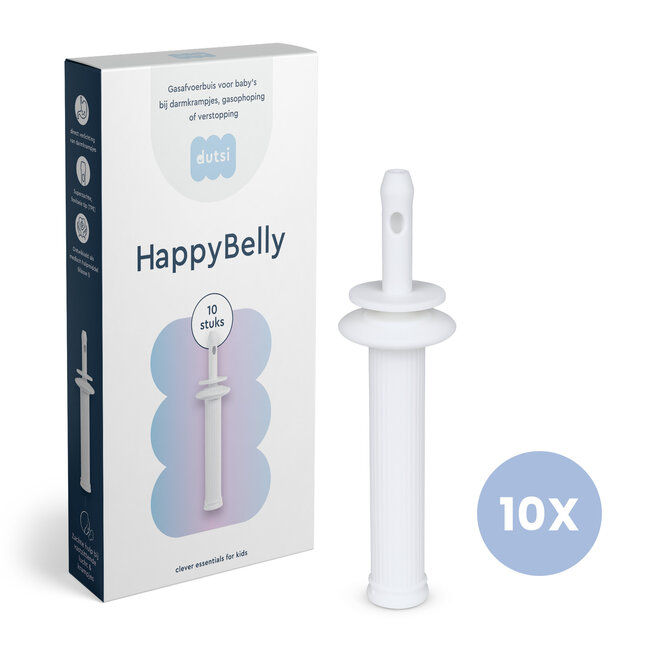 Dutsi Dutsi - HappyBelly - Oplossing voor Darmkrampjes Baby & Buikkrampjes Baby - Gas Opluchting Buisjes met Veiligheidsstop - 100% Natuurlijk – 10-Pack
