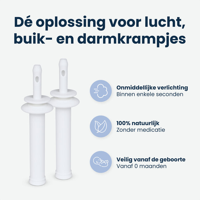 Dutsi - HappyBelly - Oplossing voor Darmkrampjes Baby & Buikkrampjes Baby - Gas Opluchting Buisjes met Veiligheidsstop - 100% Natuurlijk – 10-Pack