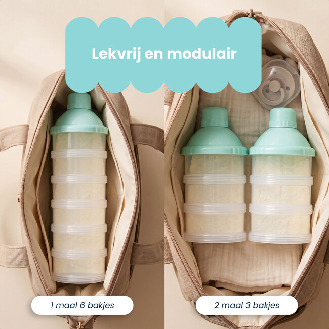 Dutsi - Melkpoeder Bewaarbakjes - 2 Stuks - Melkpoeder Toren met Schenktuit - BPA-vrij - Melkpoeder Doseerdoosjes - Stapelbaar