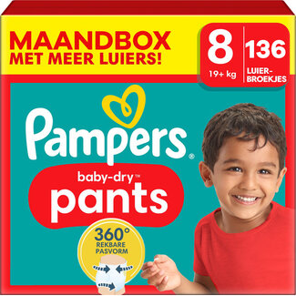 Pampers Pampers - Baby Dry Pants - Maat 8 - Maandbox - 136 stuks - 19+ KG