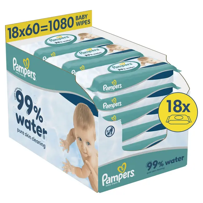 Pampers Pampers Billendoekjes 99% Water 18x60 = 1080 stuks