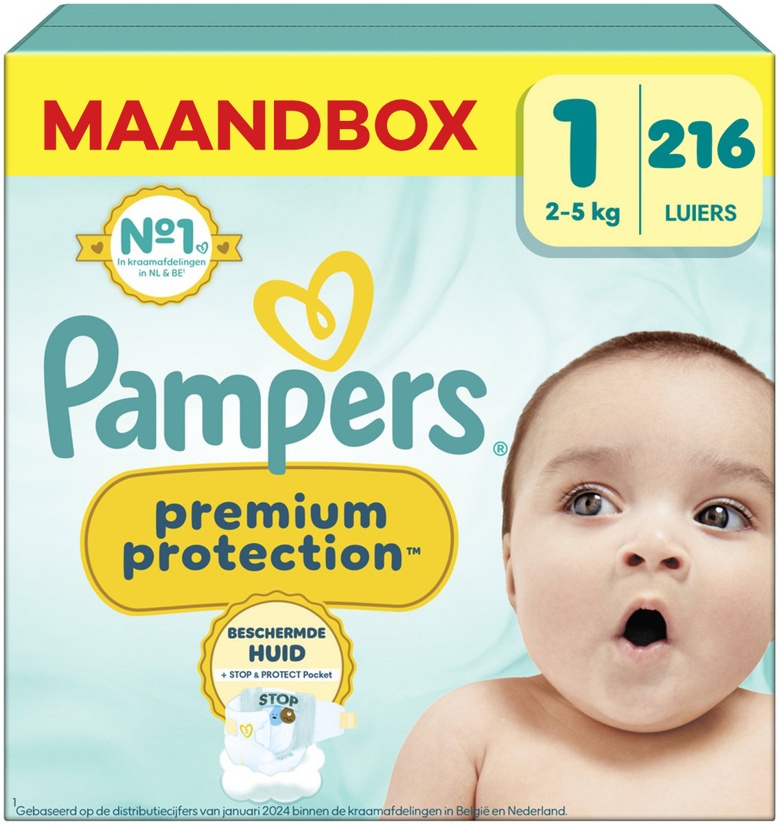 Pampers  Premium Protection - Maat 1 - Maandbox - 144 stuks - 2/5 KG