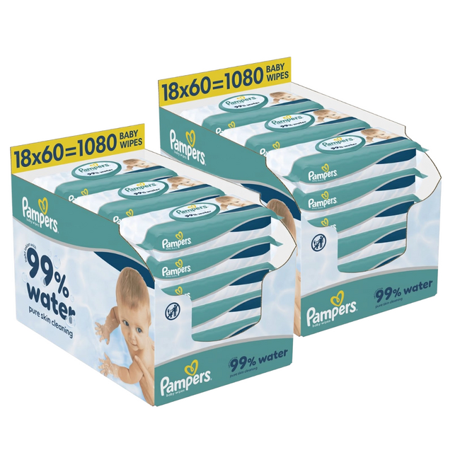 Pampers - 99% Water Babydoekjes - 2 Dozen = 36 pakken billendoekjes