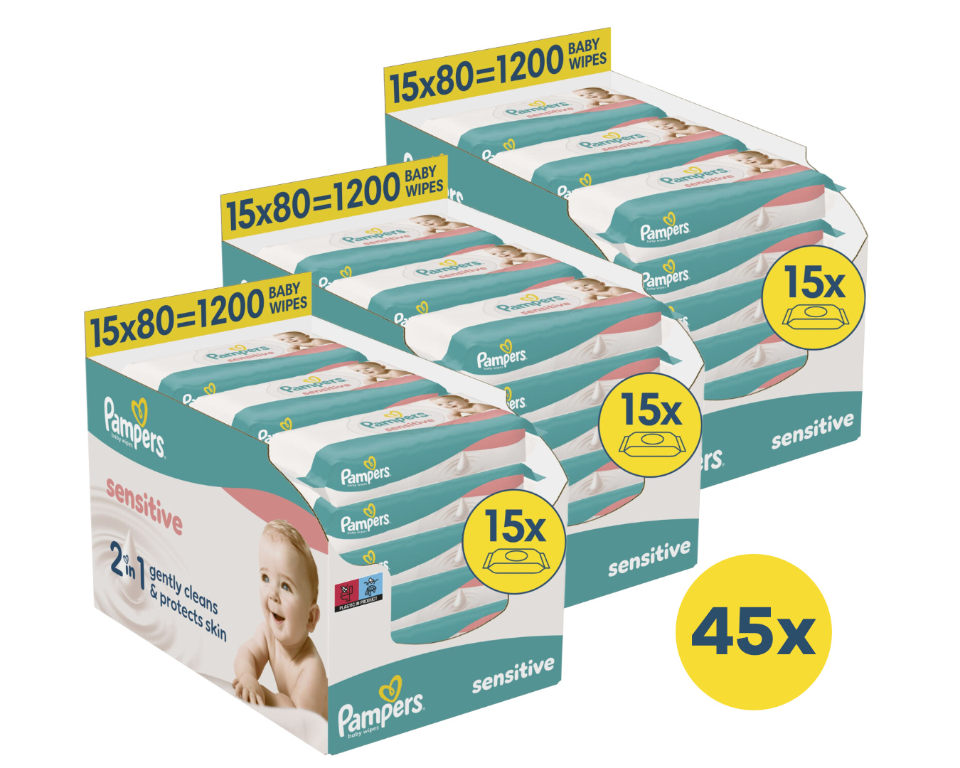 Pampers  Sensitive - Billendoekjes - 3600 doekjes - 45 x 80