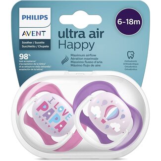 Philips Avent Philips Avent - I Love Papa - Ultra Air Fopspeen - 6-18 mnd - 2 stuks