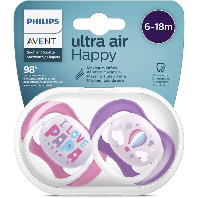 Philips Avent Philips Avent - I Love Papa - Ultra Air Fopspeen - 6-18 mnd - 2 stuks