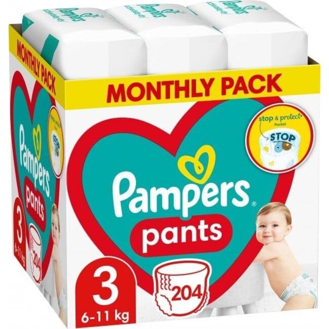 Pampers - Baby Dry Pants - Maat 3 - Maandbox - 204 stuks - 6/11 KG