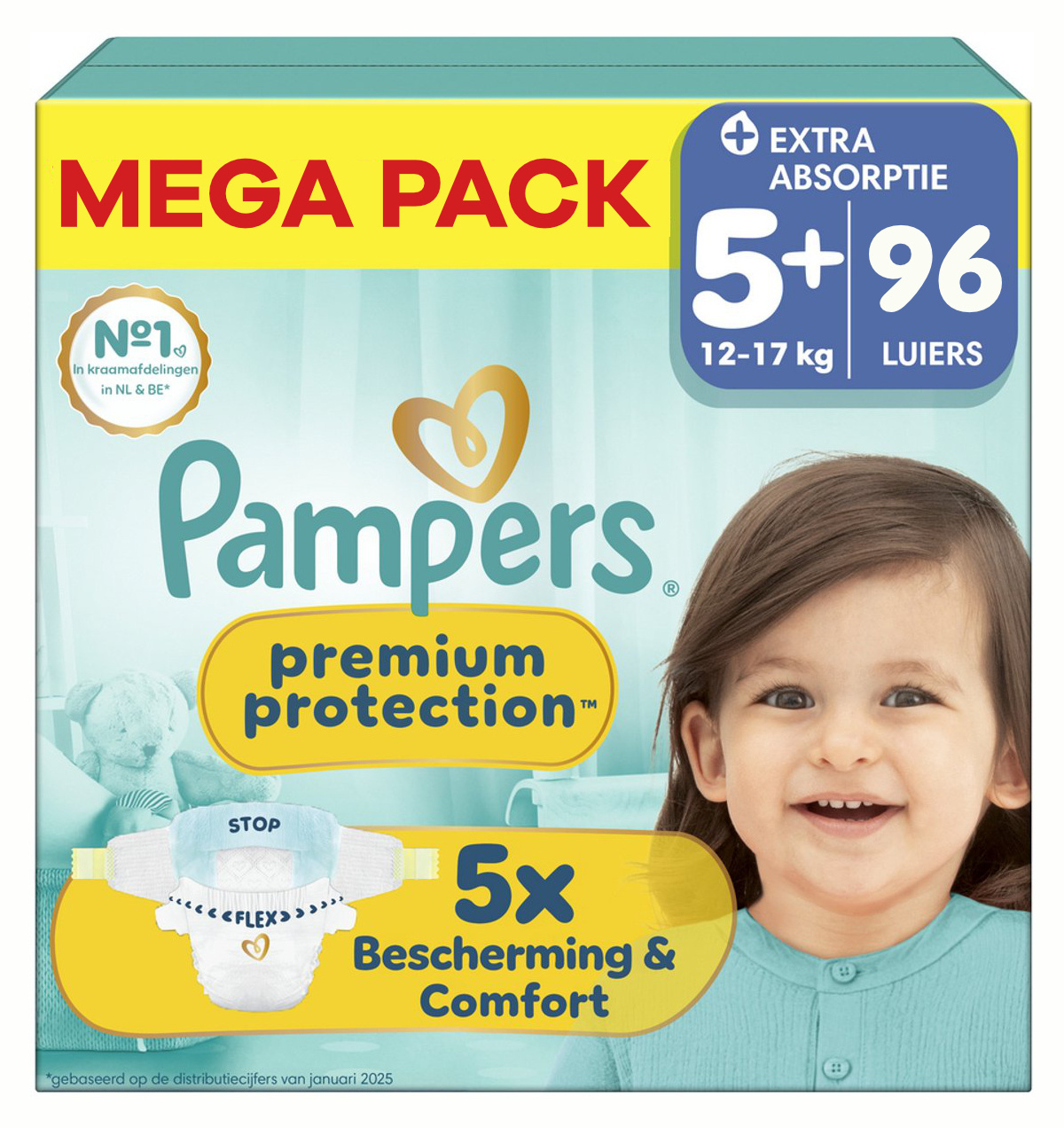 Pampers  Premium Protection - Maat 5+ - Mega Pack - 96 luiers - 12/17KG