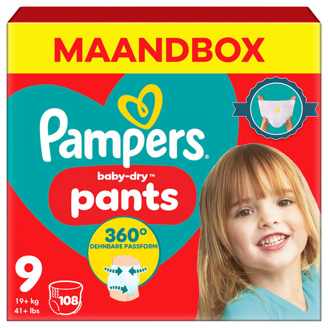 Pampers Pampers - Baby Dry Pants - Maat 9 - Maandbox - 108 stuks - 19+ KG